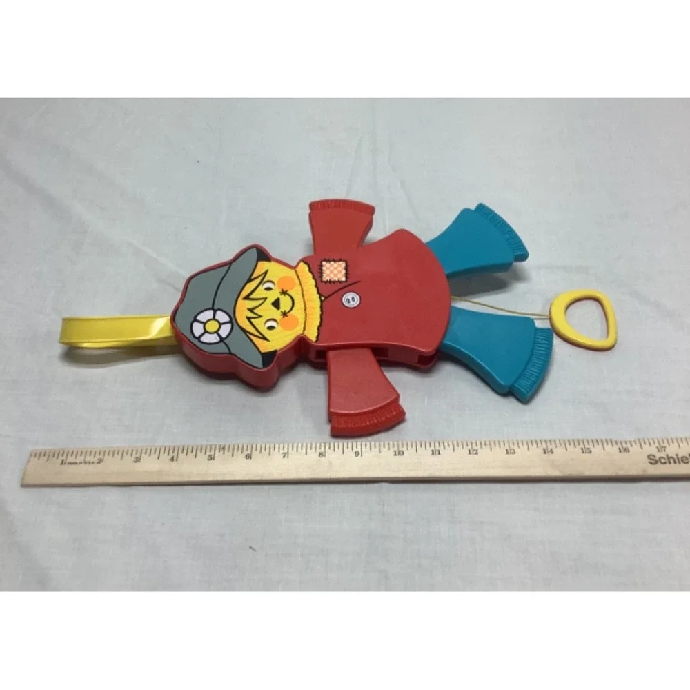 Vintage Fisher Price Scarecrow Crib toy Pull String Squeaker 1978 Jump jack #423